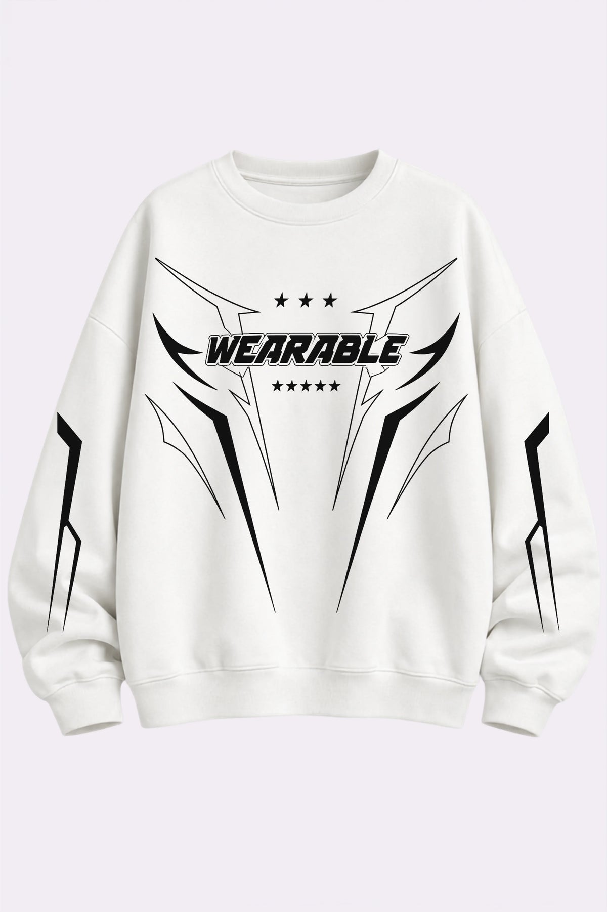 Wearable Print White Crew Neck Sweatshirt