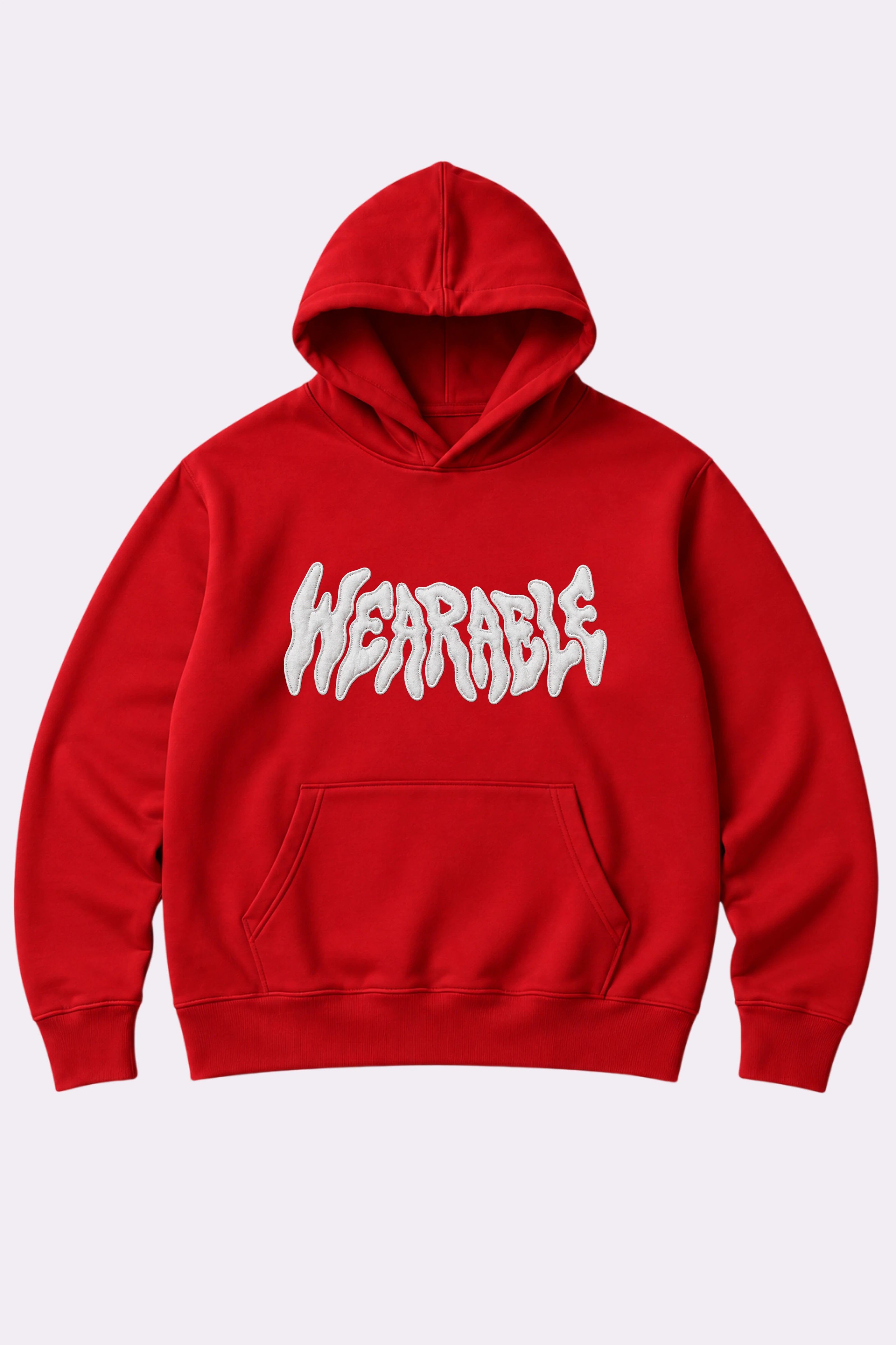 Wearable Red Graphic Pullover Hoodie