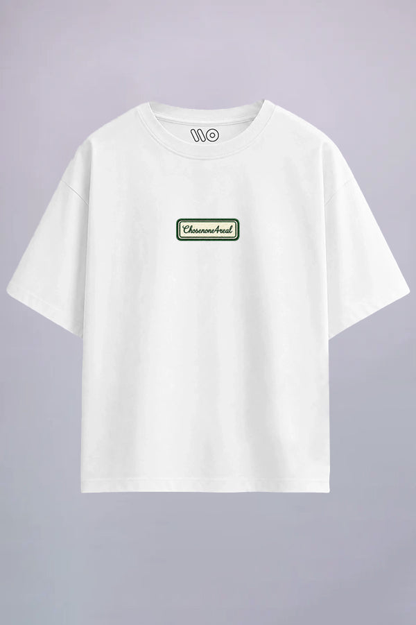 ChosenoneAreal Unisex White Oversized Embroidered T-Shirt