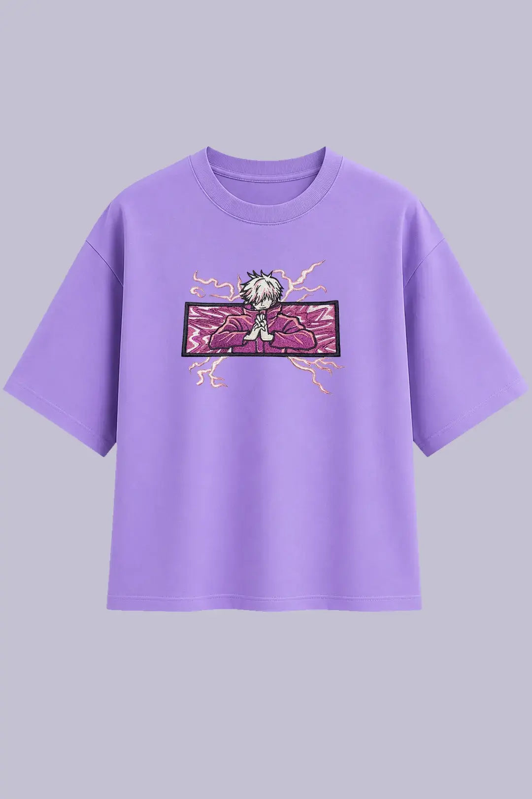 Gojo Anime Embroidered Purple T-Shirt