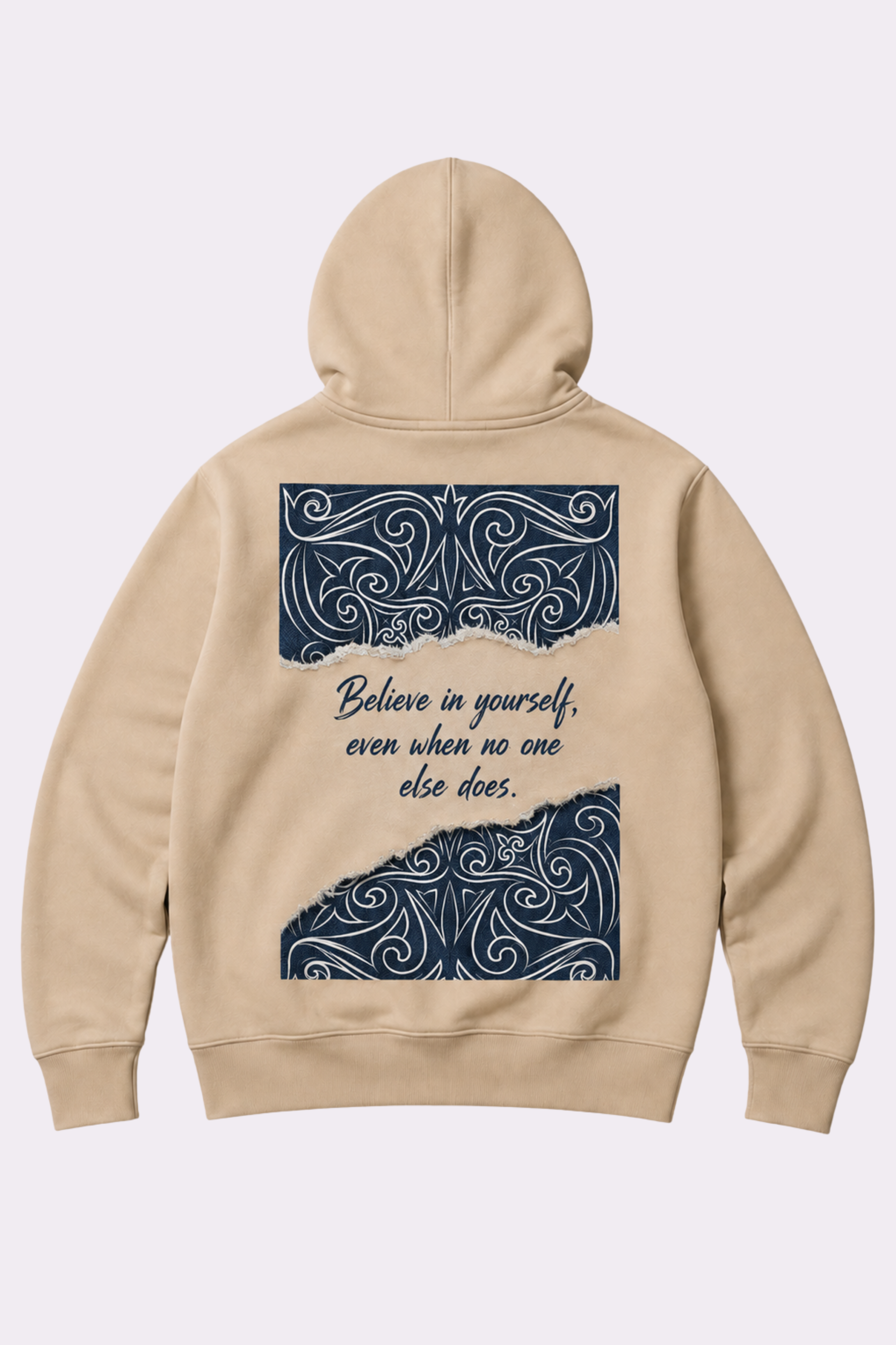Believe in Yourself Beige Oversized Hoodie