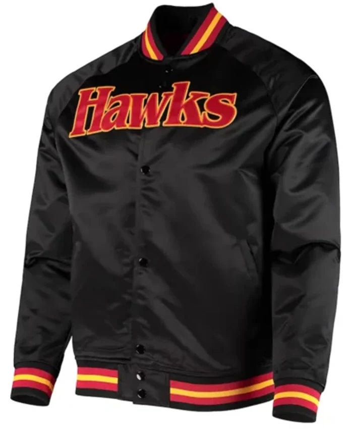 Atlanta Hawks Hardwood Classics Black Varsity Jacket