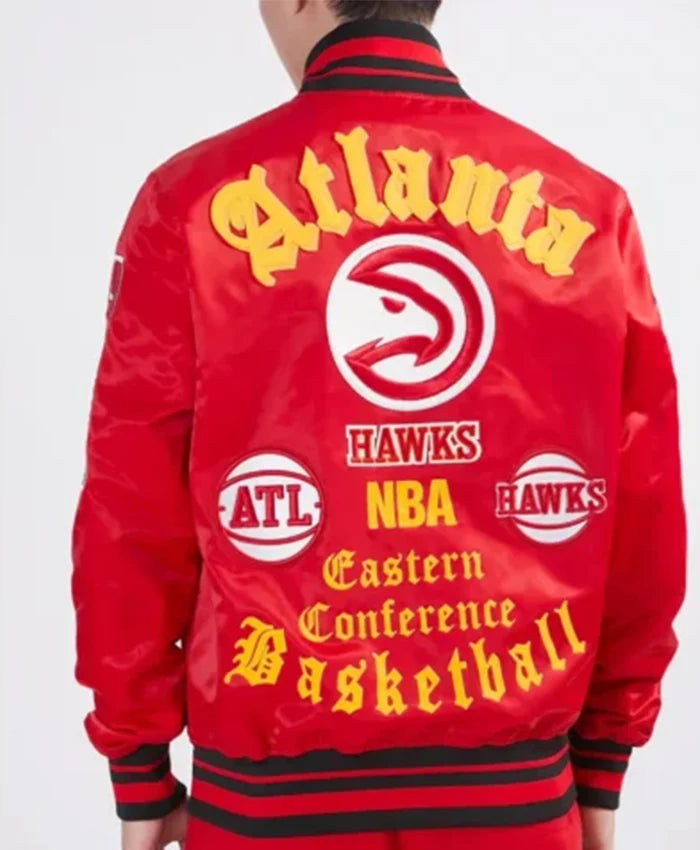 Atlanta Hawks Old English Red Varsity Jacket