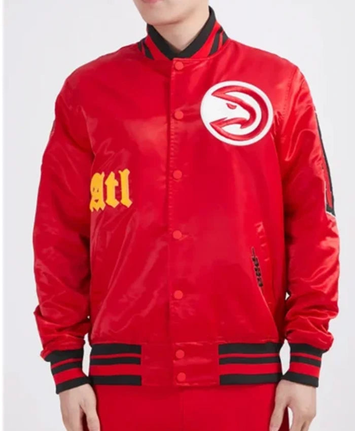 Atlanta Hawks Old English Red Varsity Jacket