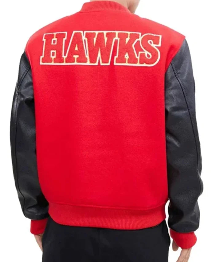Atlanta Hawks Red And Black Letterman Varsity Jacket