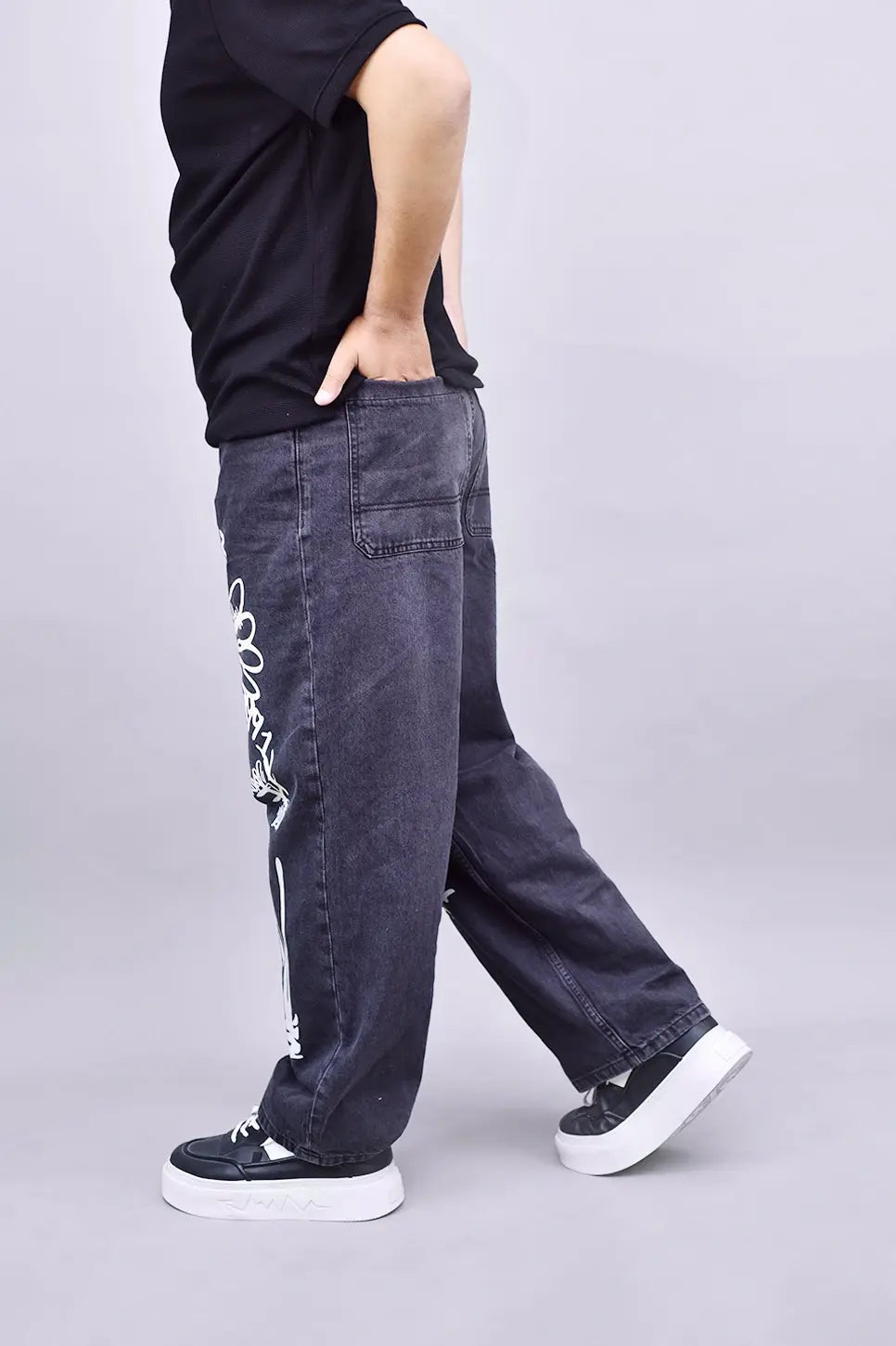 Black Graffiti Baggy Jeans