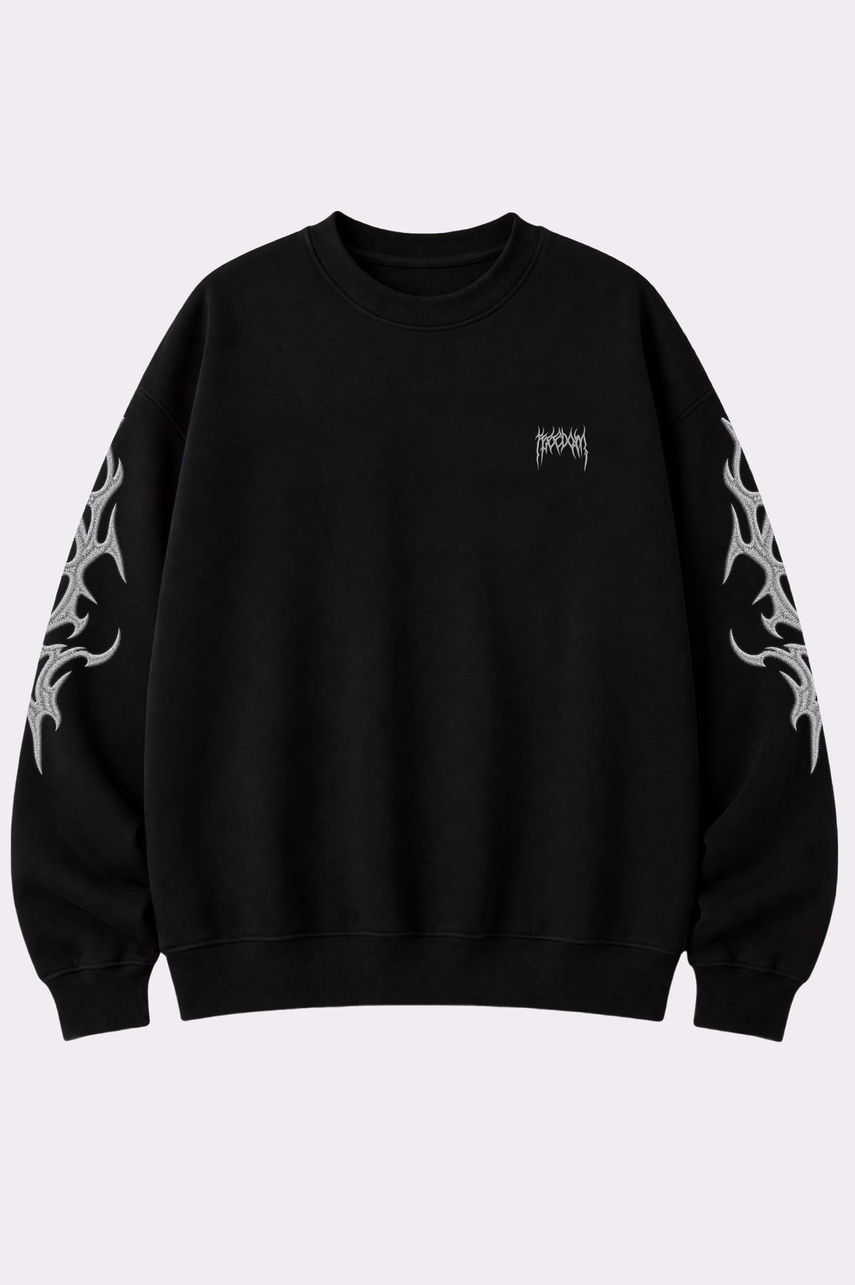 Black Gothic Embroidered Flame Sweatshirt