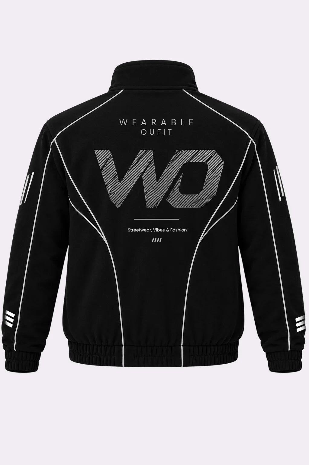 Black Contrast Piping Track Jacket
