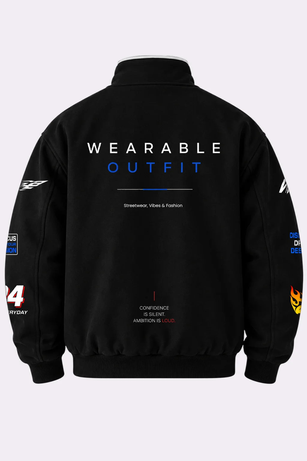 Black Graphic Racing Bomber Jacket