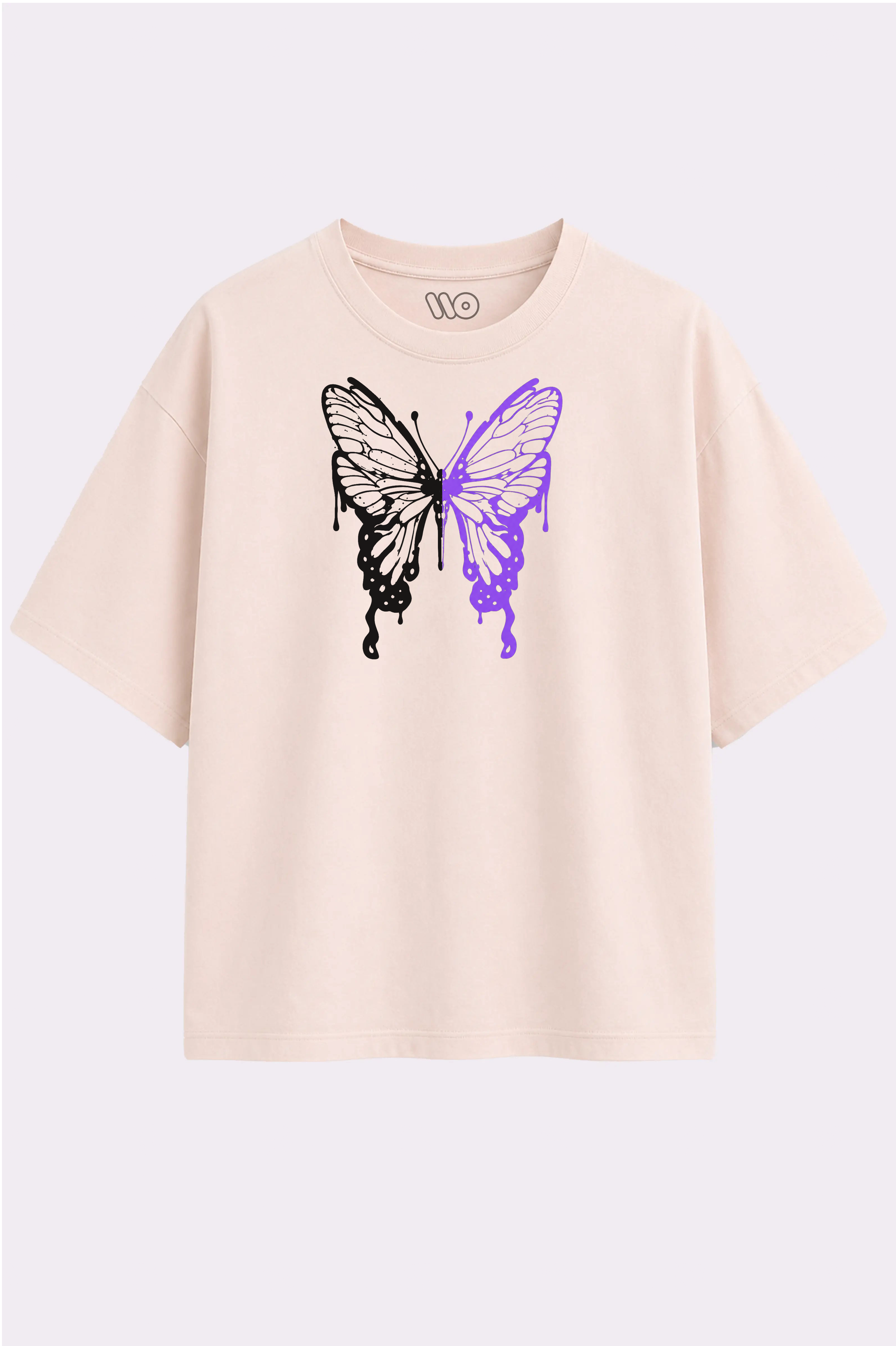 Beige Butterfly Oversized T-Shirt