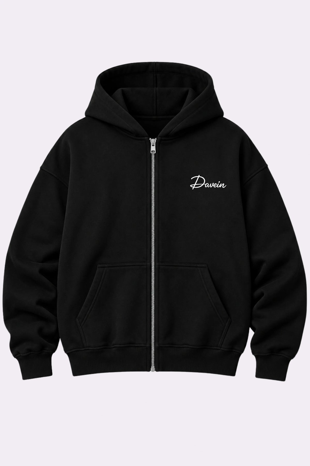 Daven Black Fleece Full-Zip Hoodie