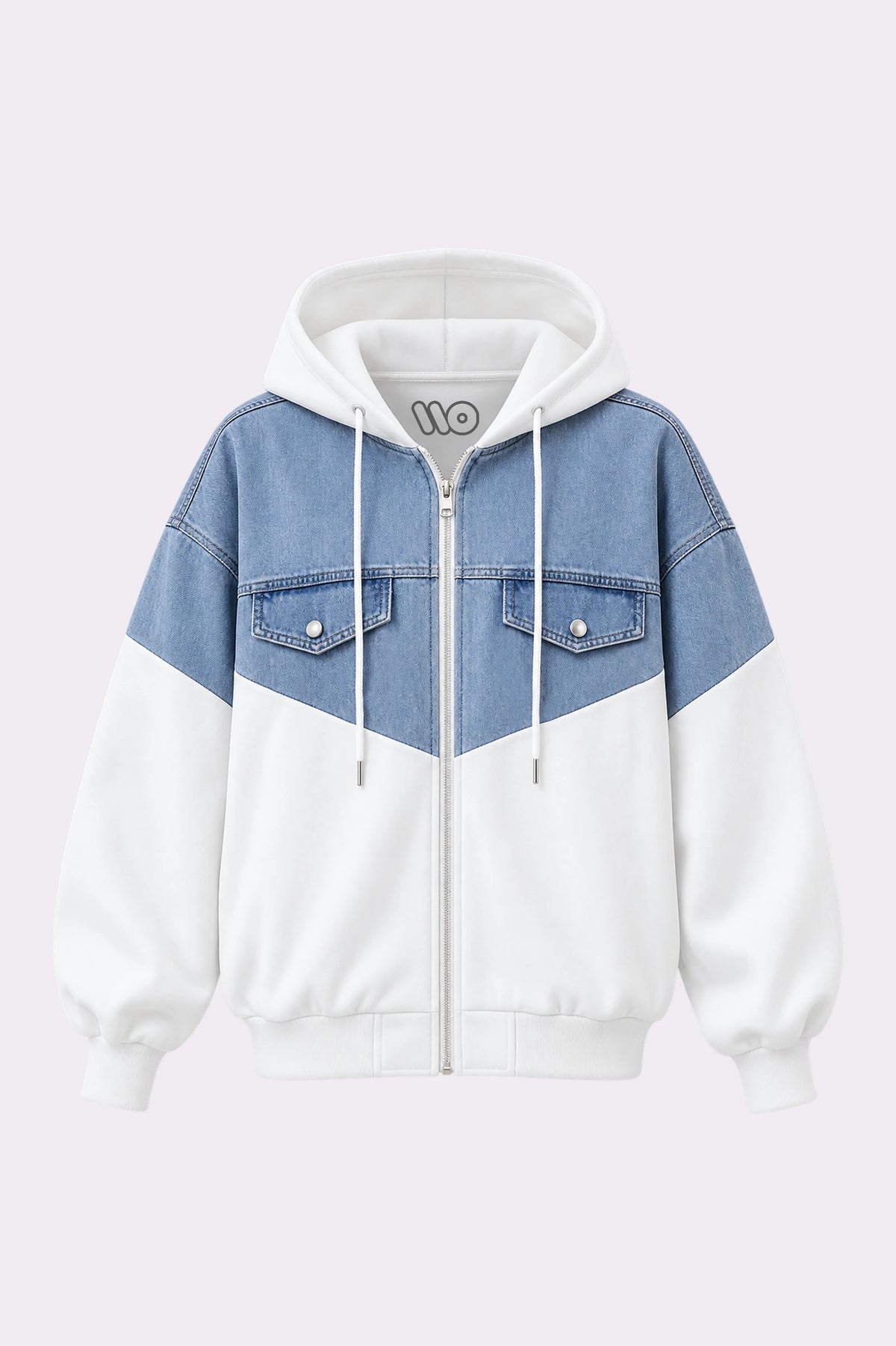 Denim Two-Tone Hooded Jacket