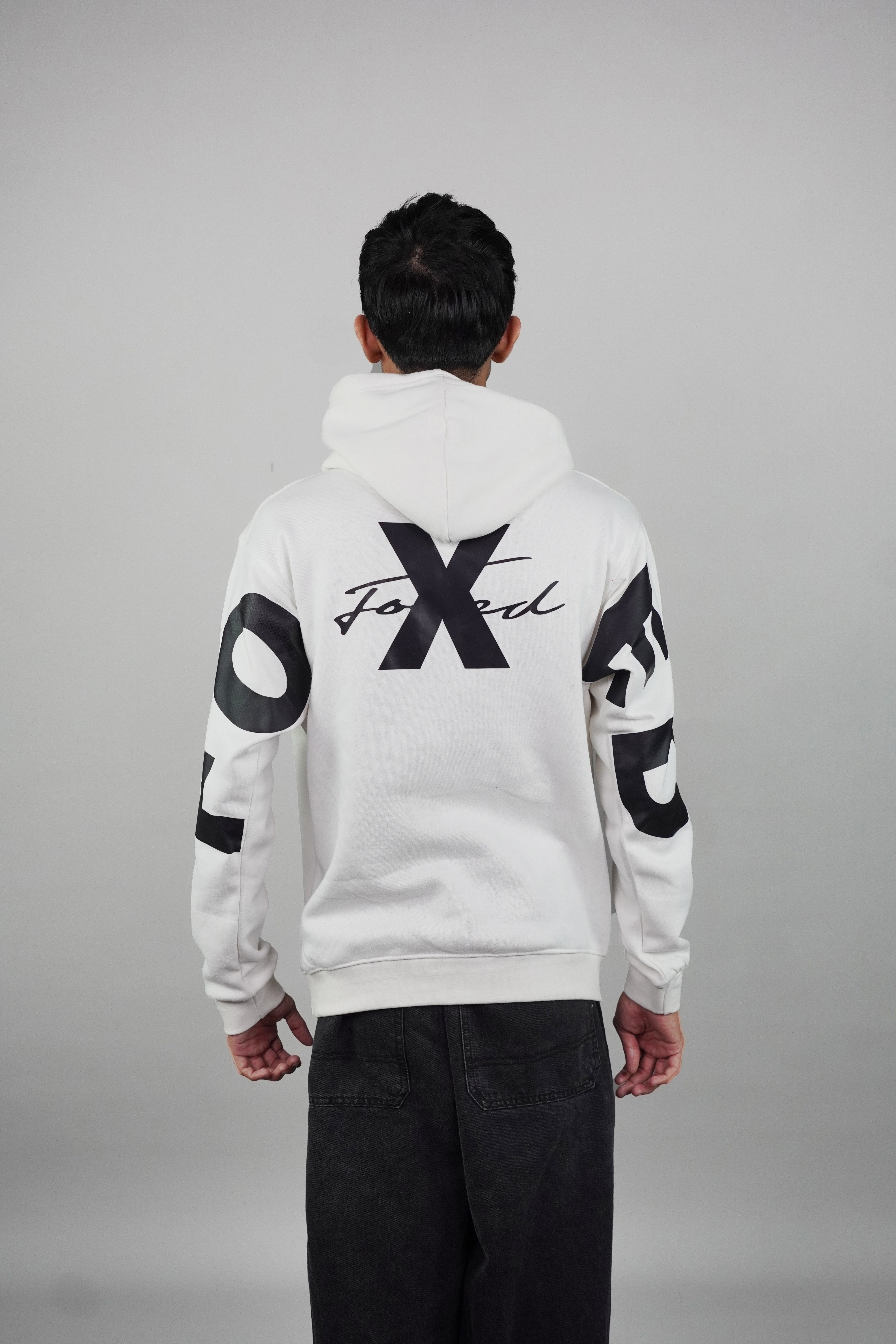 Foxed White Hoodie