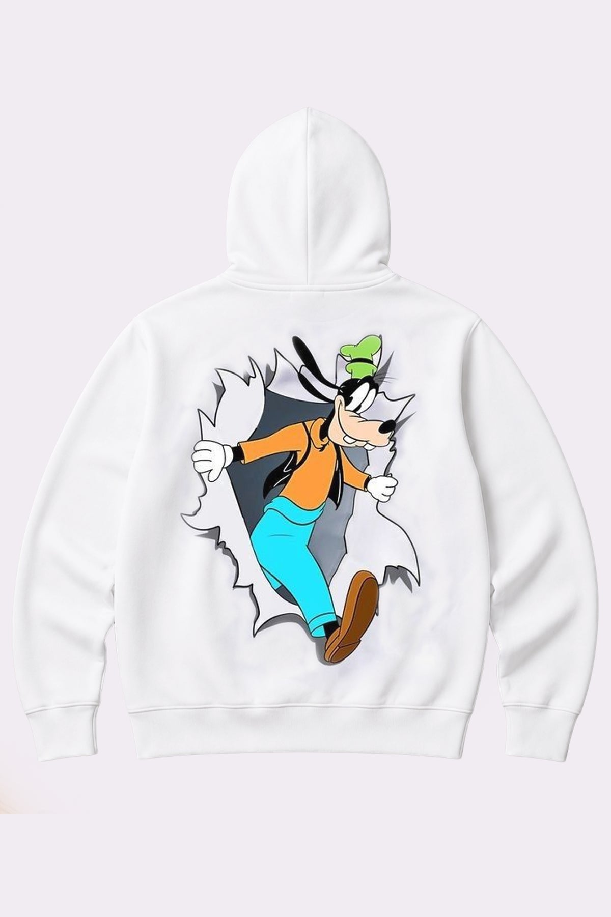 Disney Goofy Teens White Graphic Hoodie