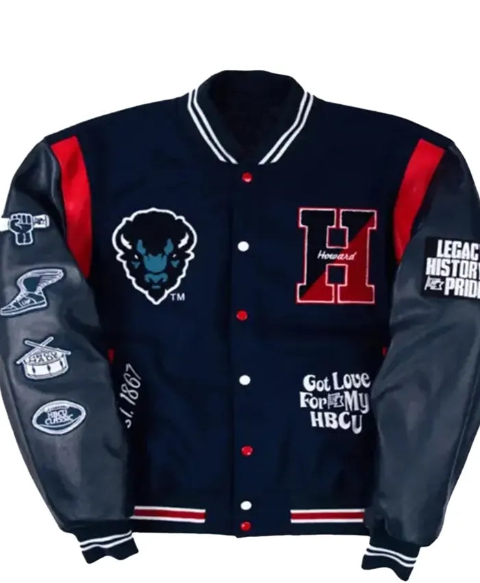 Howard University The Mecca Blue Letterman Varsity Jacket