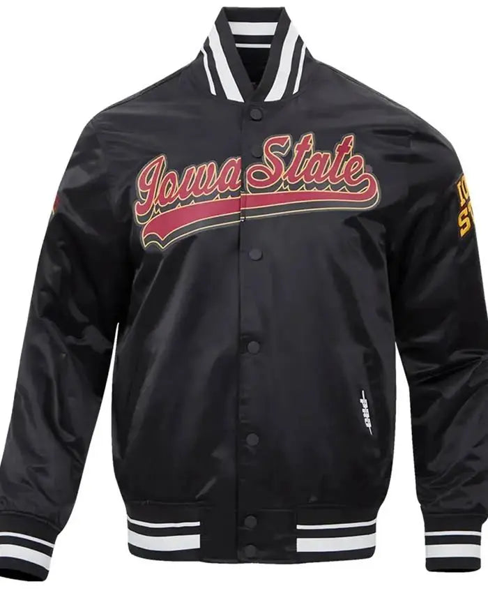 Iowa State Old English Black Satin Varsity Jacket
