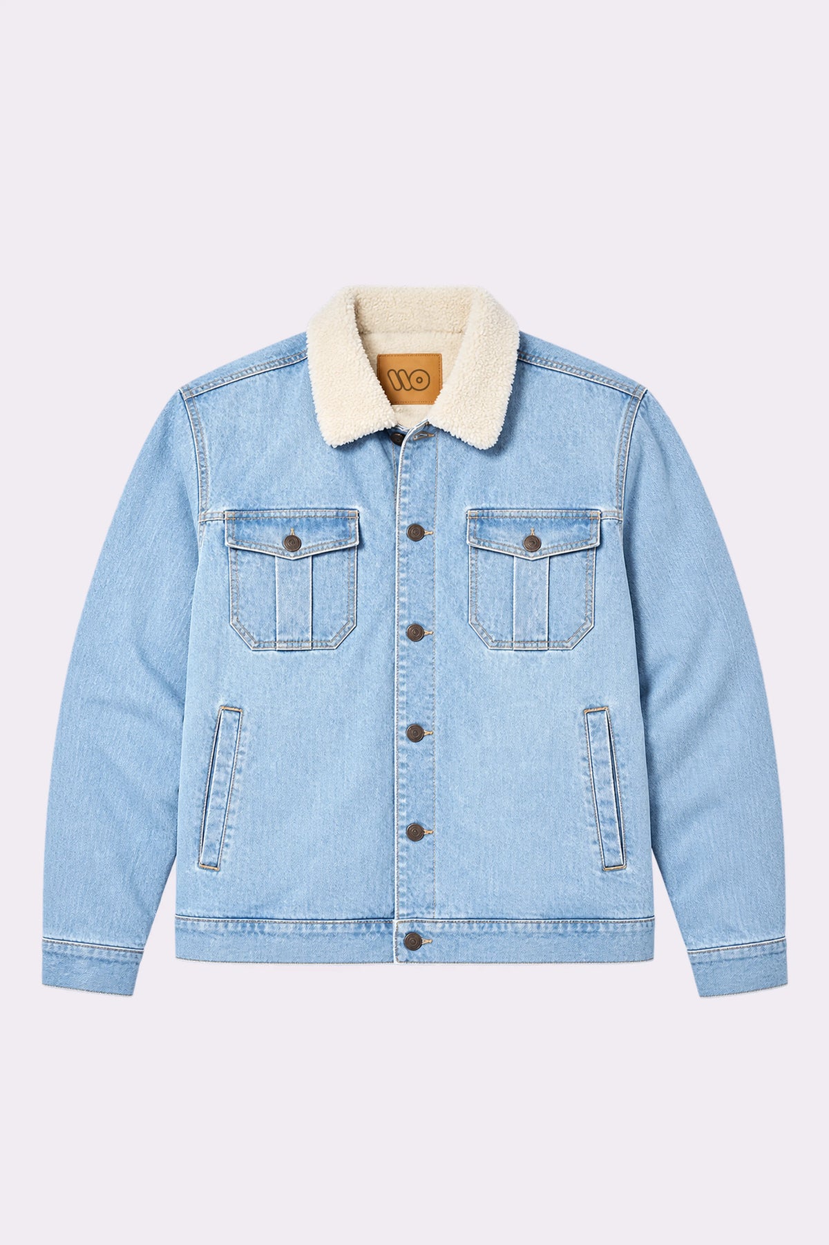 Light Indigo Sherpa Collar Denim Jacket