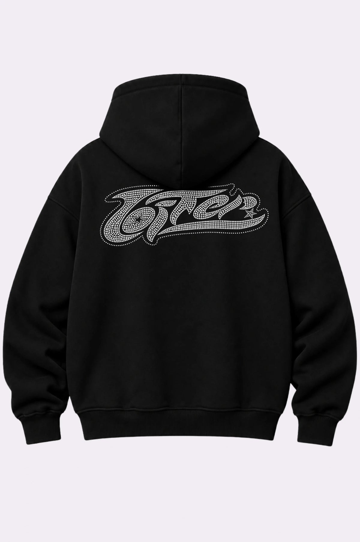 Loiter Black Rhinestone Graphic Zip-Up Hoodie