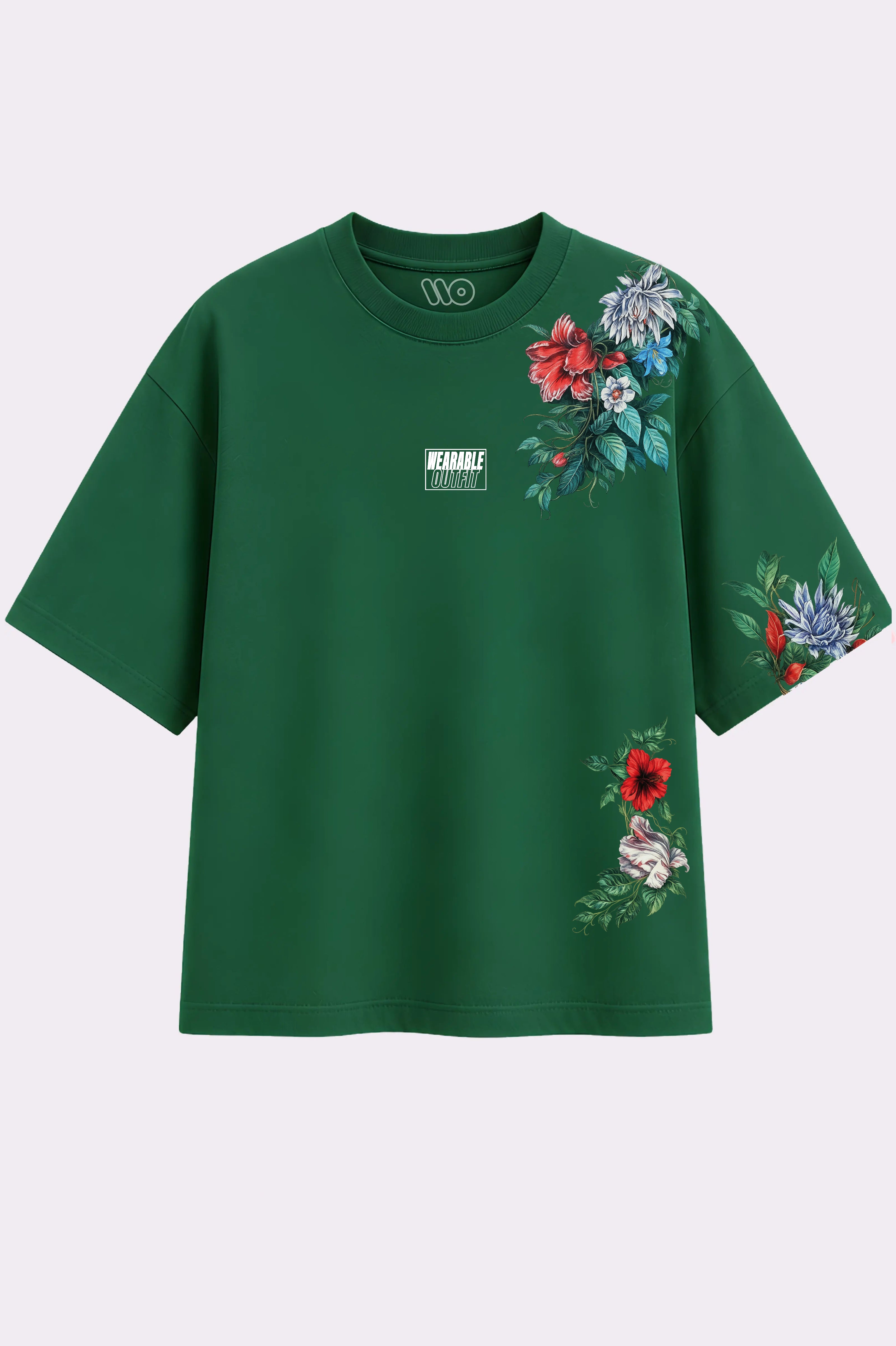 Midnight Floral Green Oversized T-Shirt