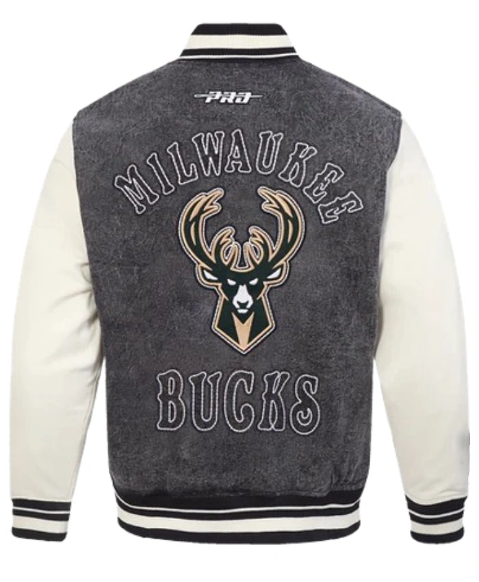 Milwaukee Bucks Denim Varsity Jacket