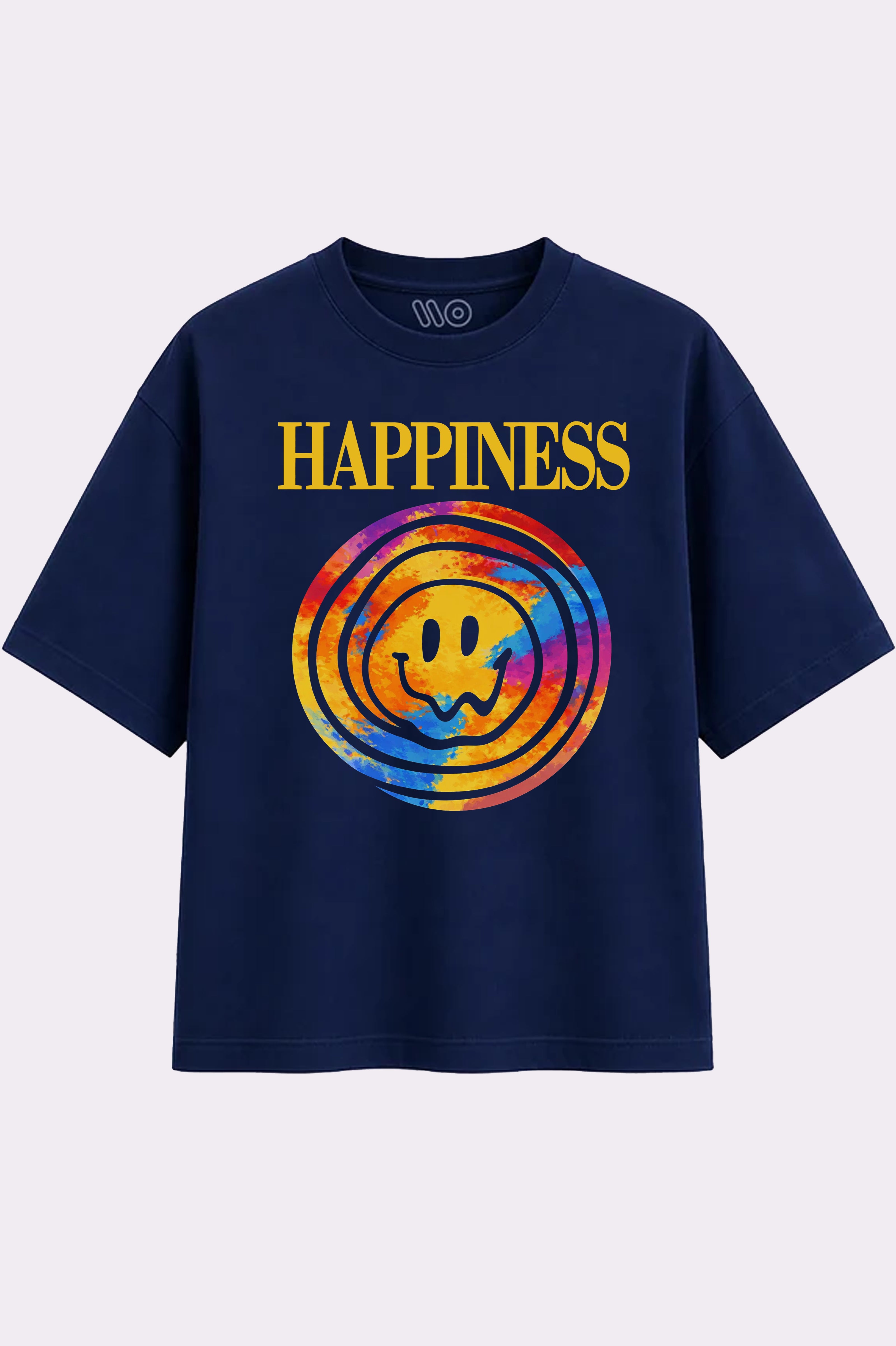 Happiness Swirl Navy Blue Oversized T-Shirt