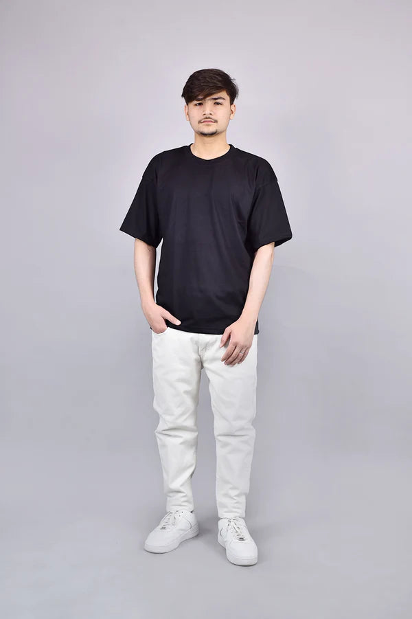 Plain Black Drop Shoulder T-Shirt