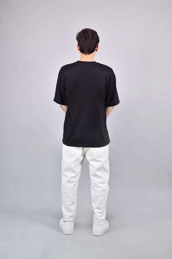 Buy Plain Black Drop Shoulder T-Shirt