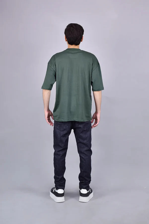 Plain Green Drop Shoulder T-Shirt