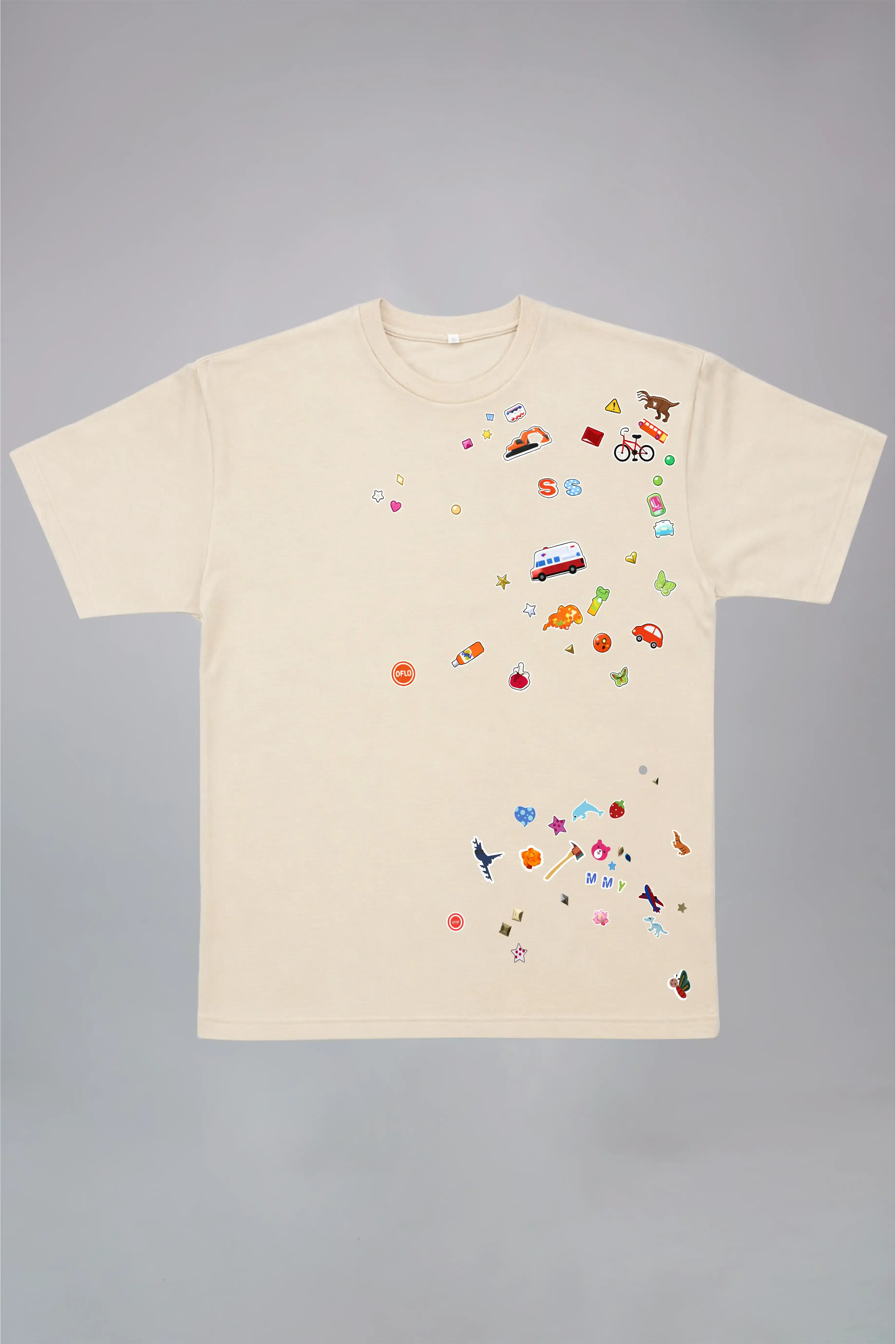 Sticker Bomb White Oversized T-Shirt