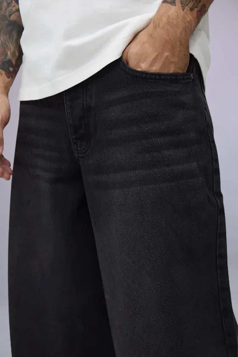 Super Baggy Rigid Washed Black Jeans