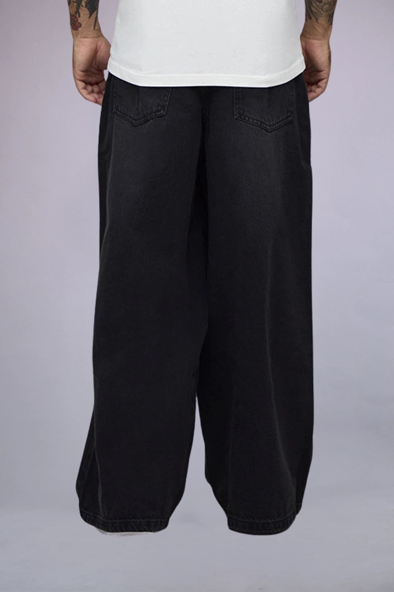 Super Baggy Rigid Washed Black Jeans