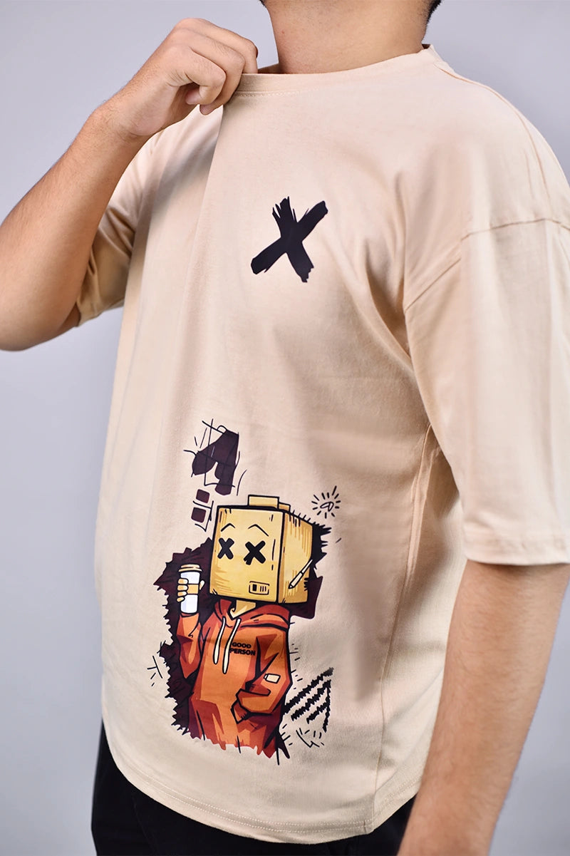 Tan Box Head Character T-Shirt