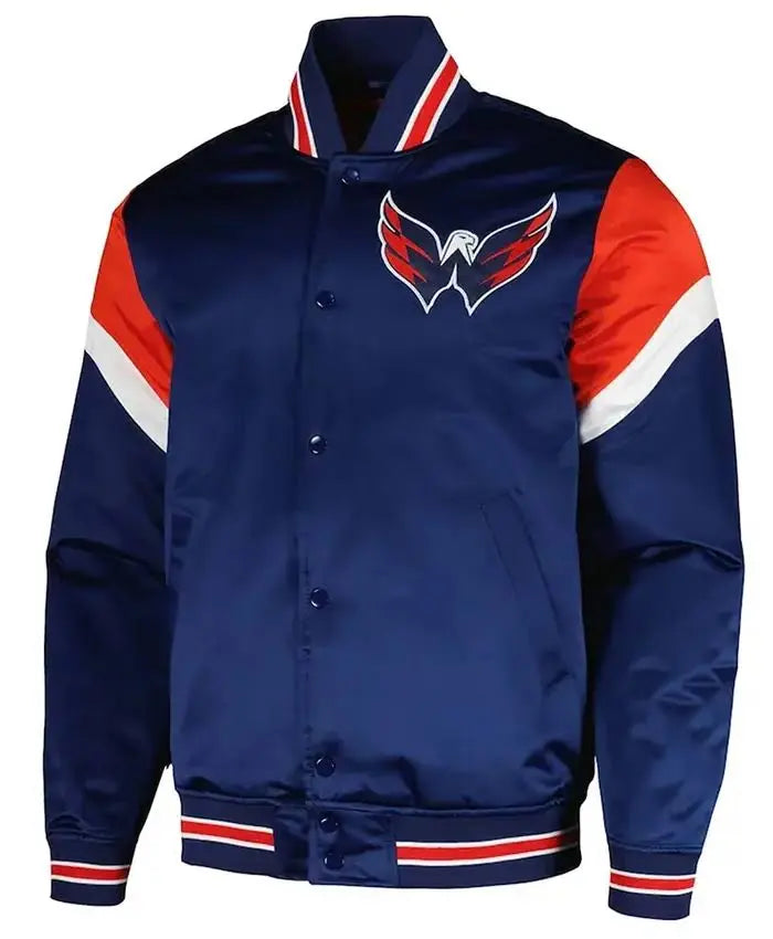 Washington Capitals Midweight Navy Satin Varsity Jacket