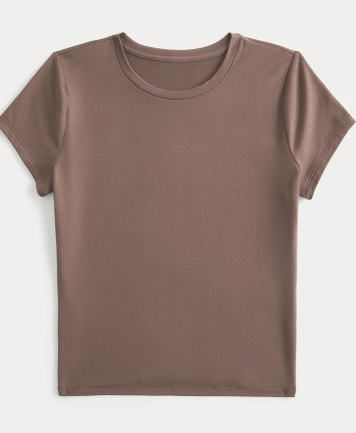Women Brown Basic T-shirt
