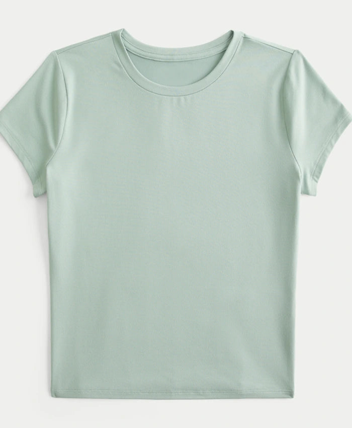 Women Light Green Cotton T-shirt