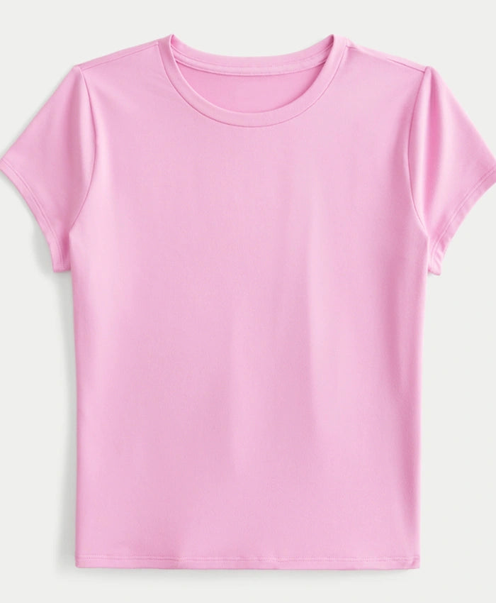 Women Pink Basic T-shirt