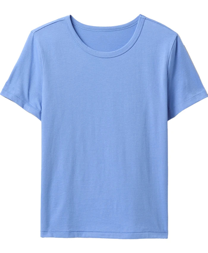 Women Sky Blue Basic T-shirt