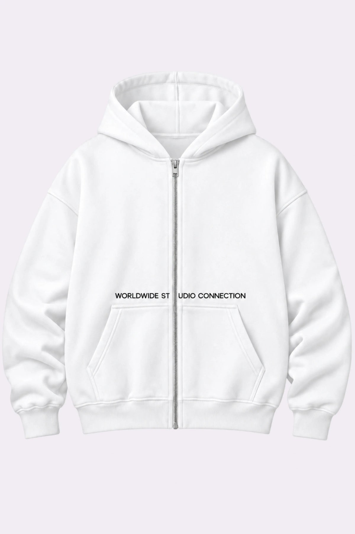 Worldwide Studio White Zip-Up Hoodie