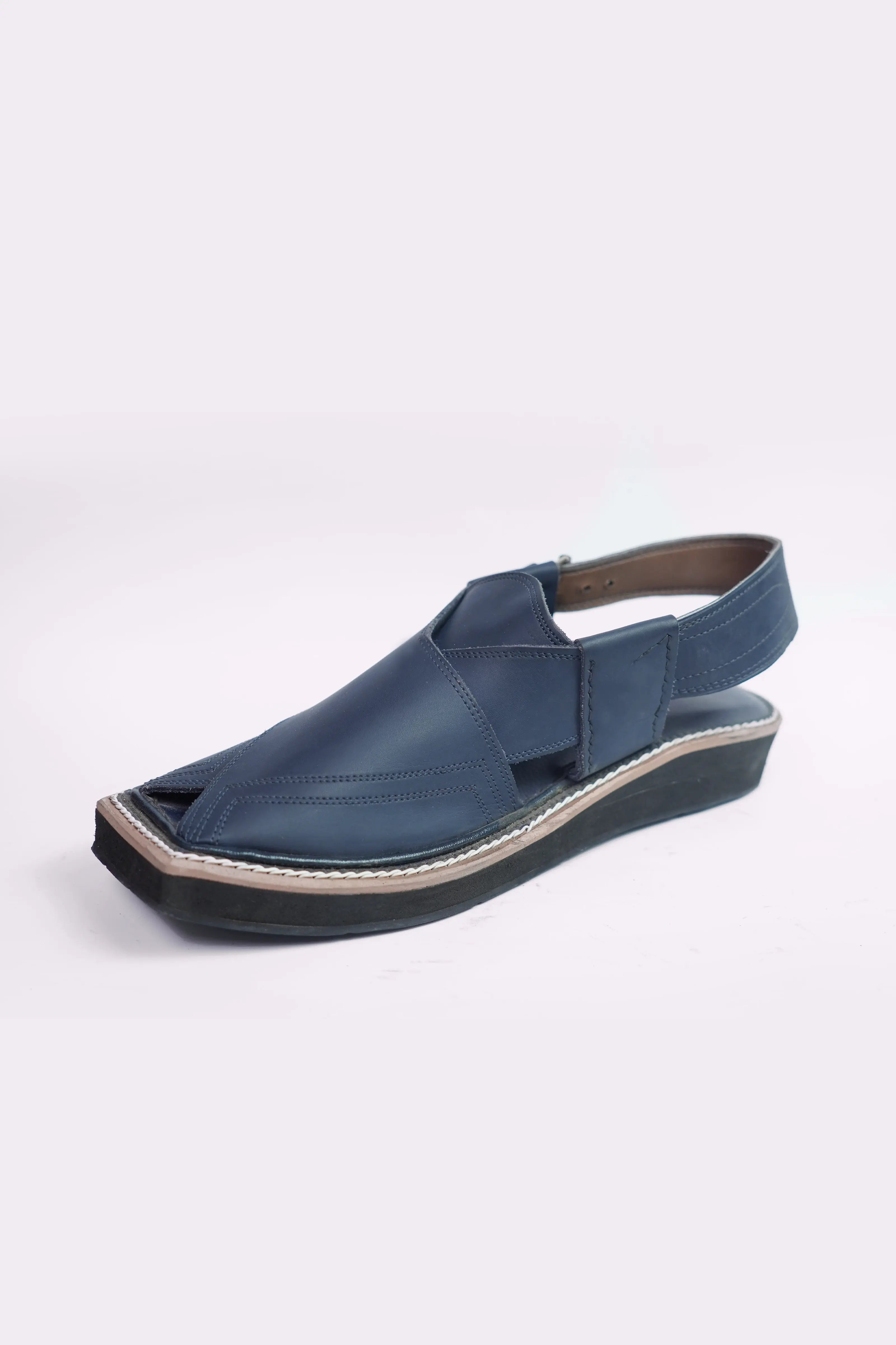 Navy Blue Handmade Peshawari Chappal