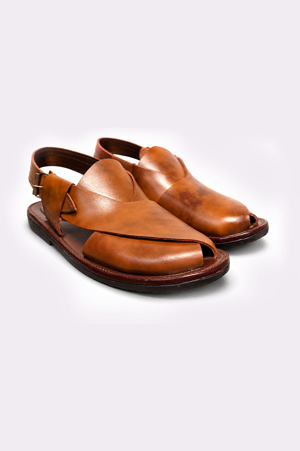 Handcrafted Mustard Leather Peshawari Chappal
