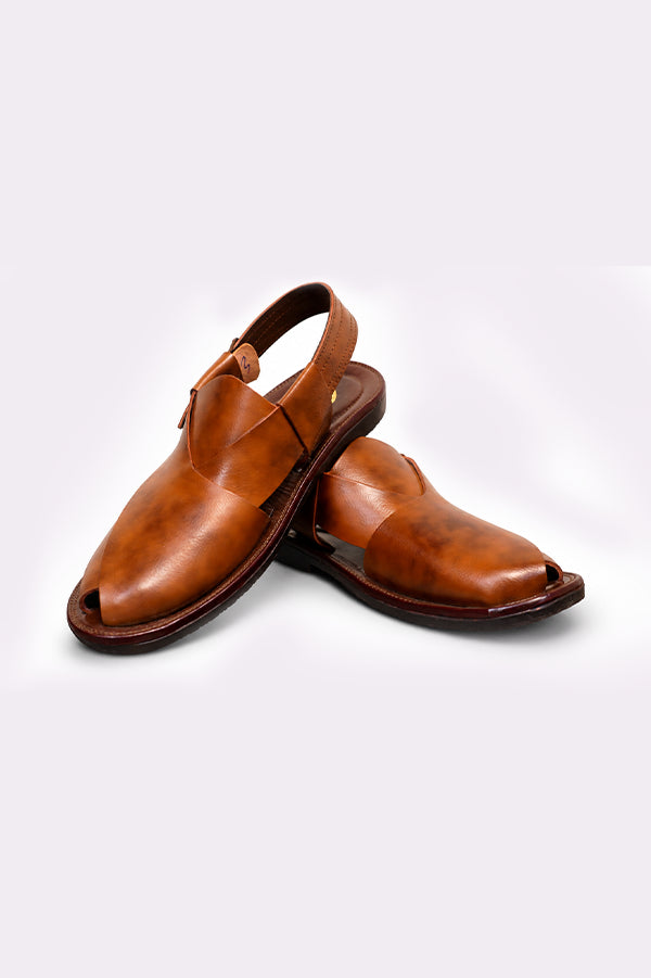 Handcrafted Mustard Leather Peshawari Chappal