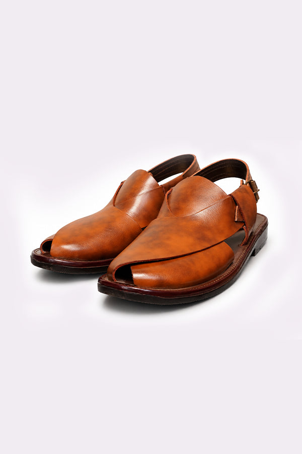 Handcrafted Mustard Leather Peshawari Chappal