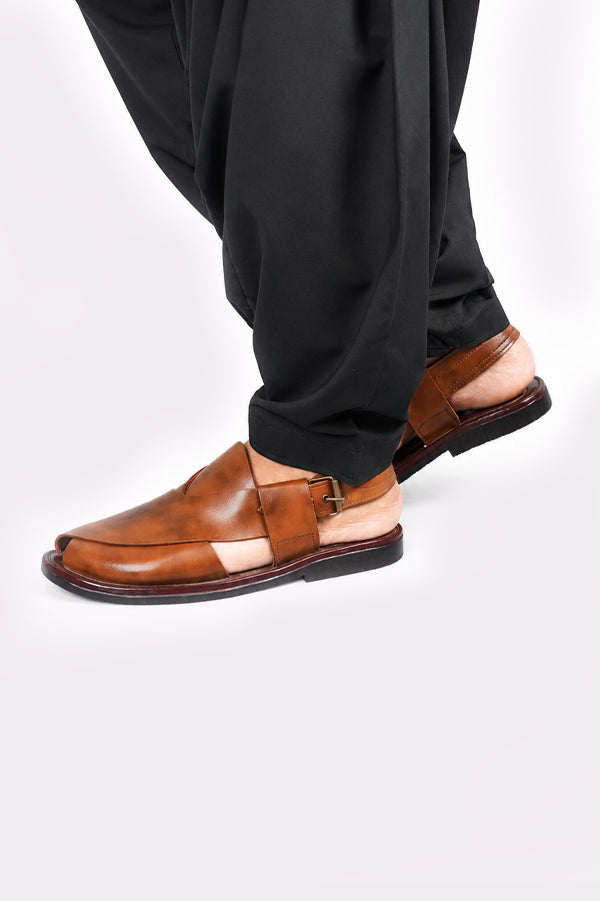 Double Shade Brown Peshawari Chappal