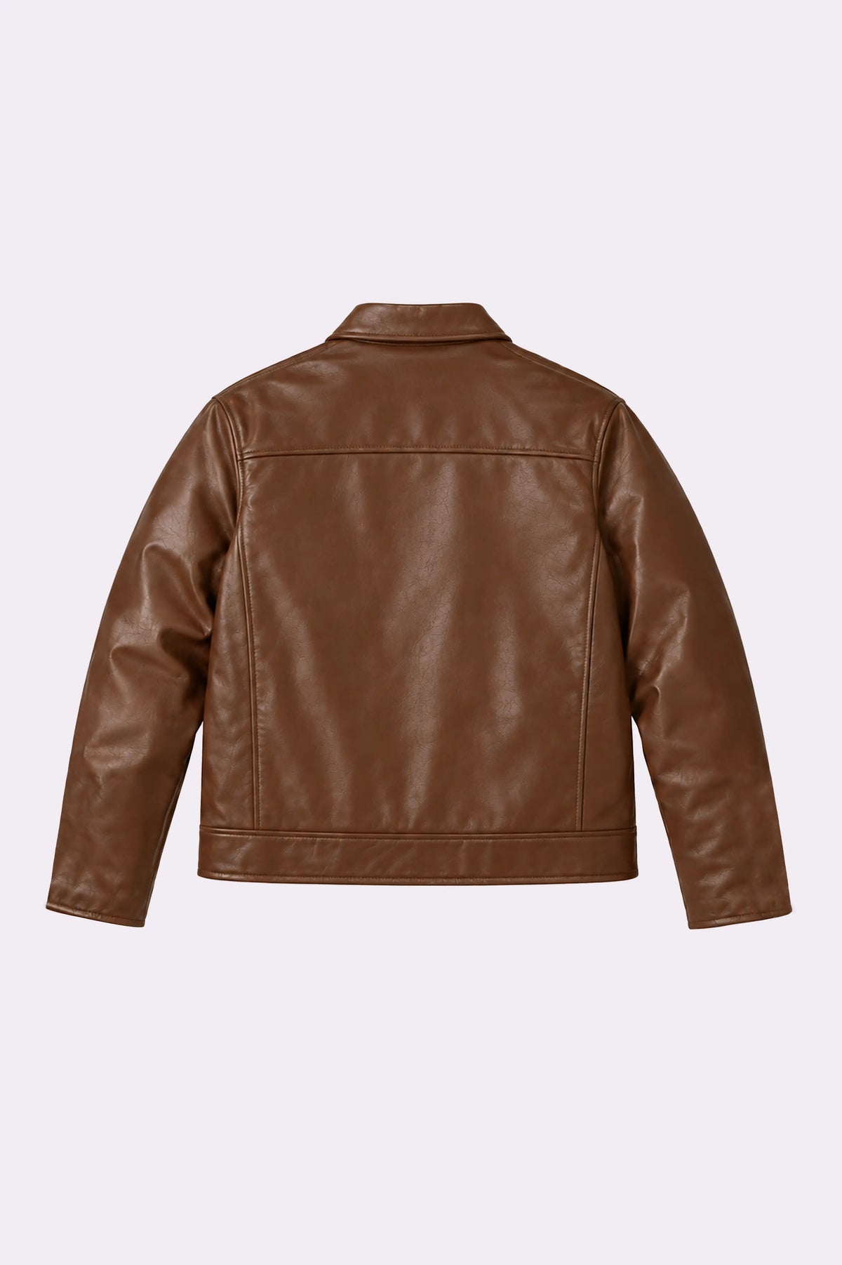 Fireman Clasp Brown Faux Leather Jacket