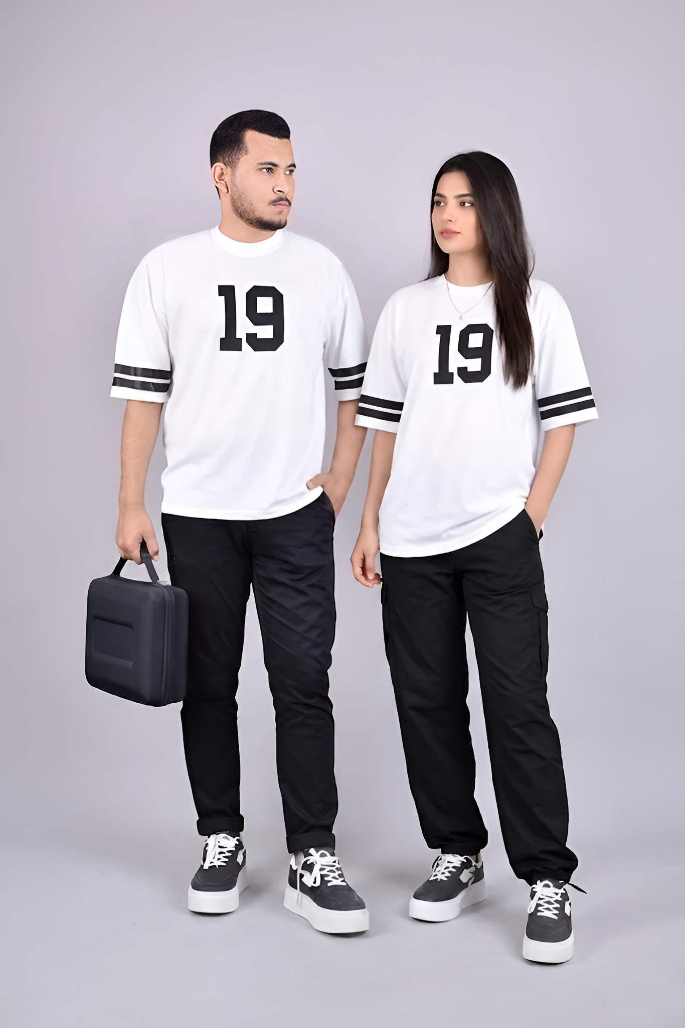 Number 19 White Oversized T-Shirt