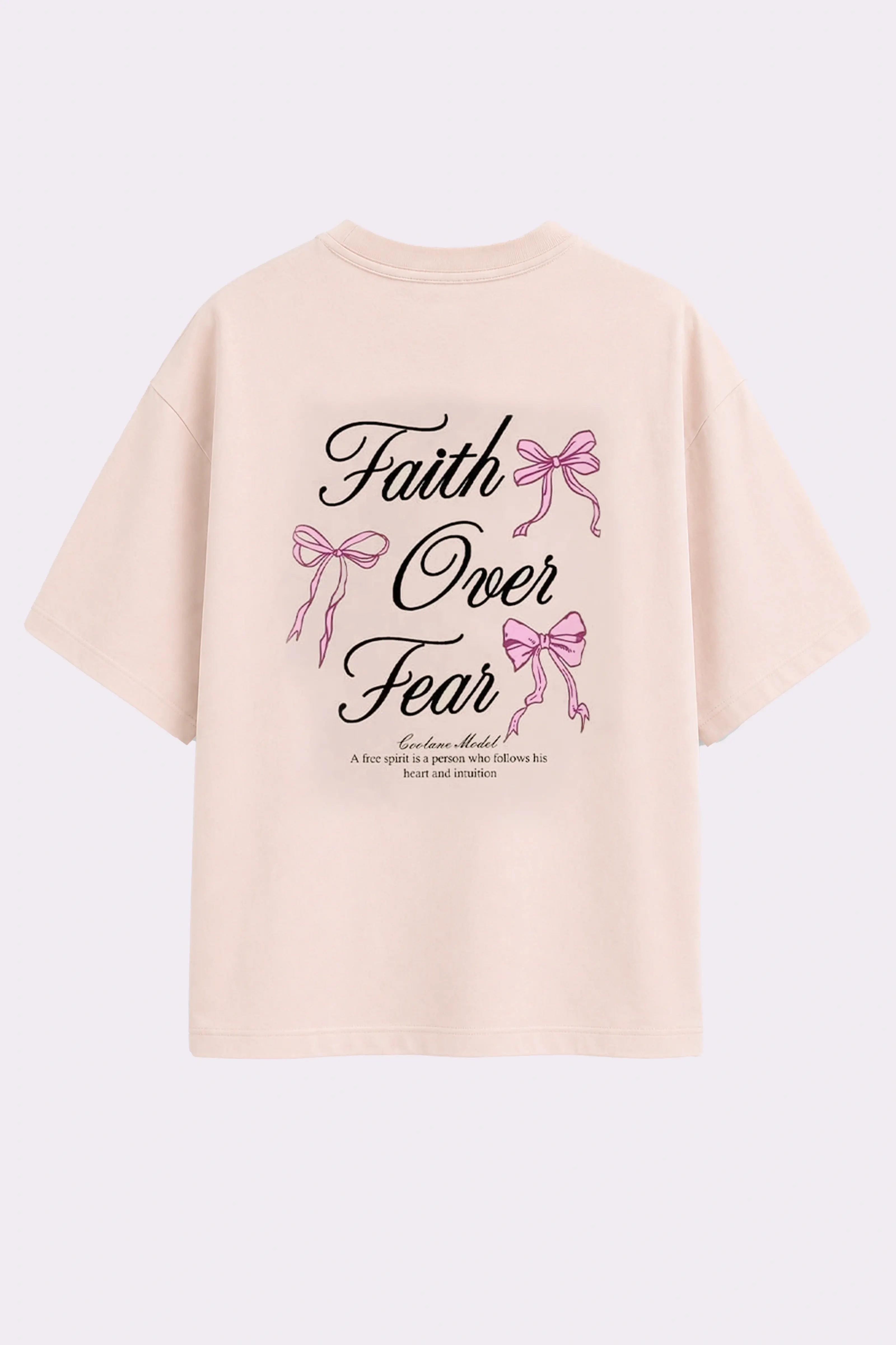 Faith Over Fear Graphic Beige T-Shirt
