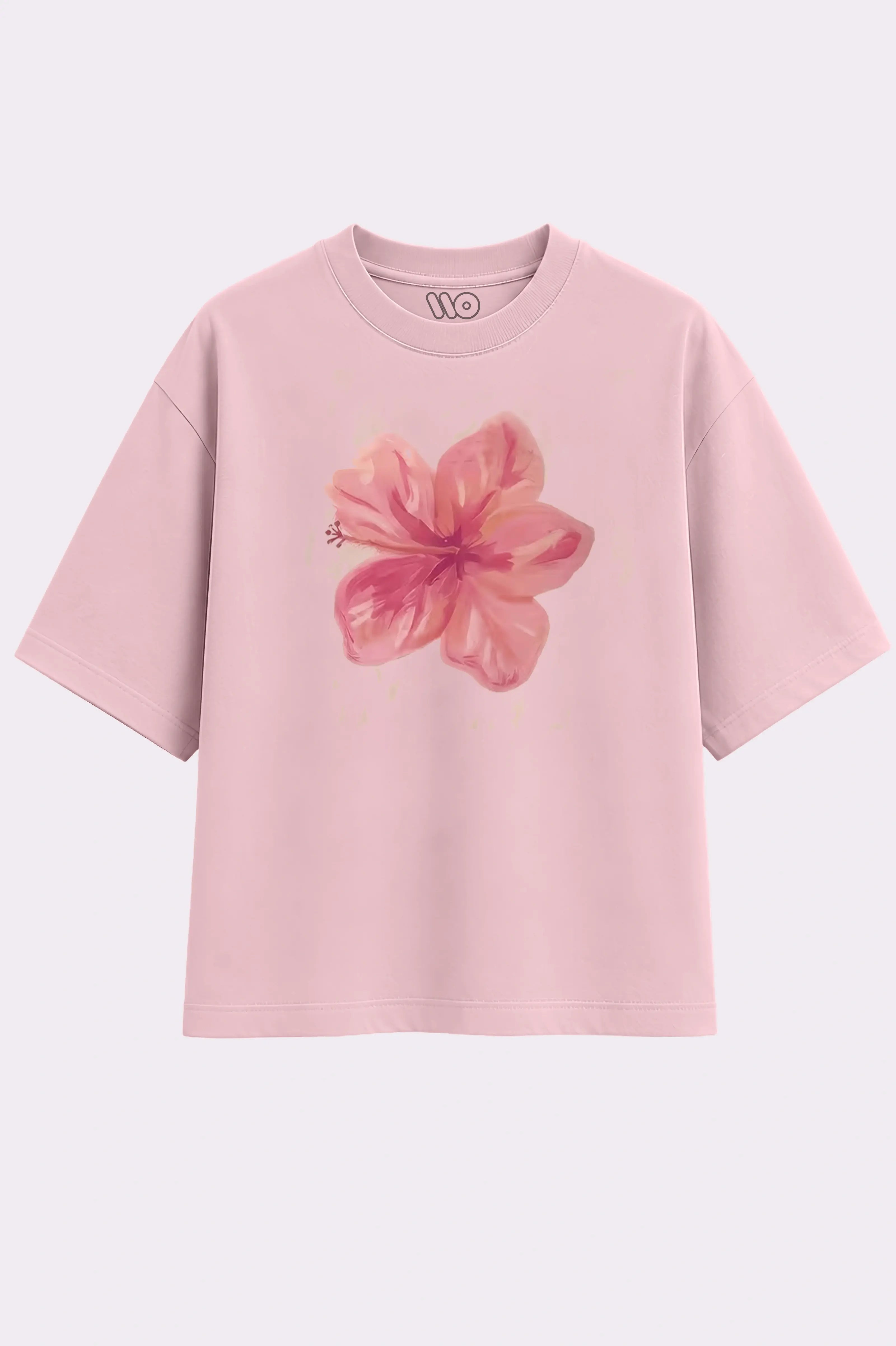 Pink Flower Graphic Oversized T-Shirt