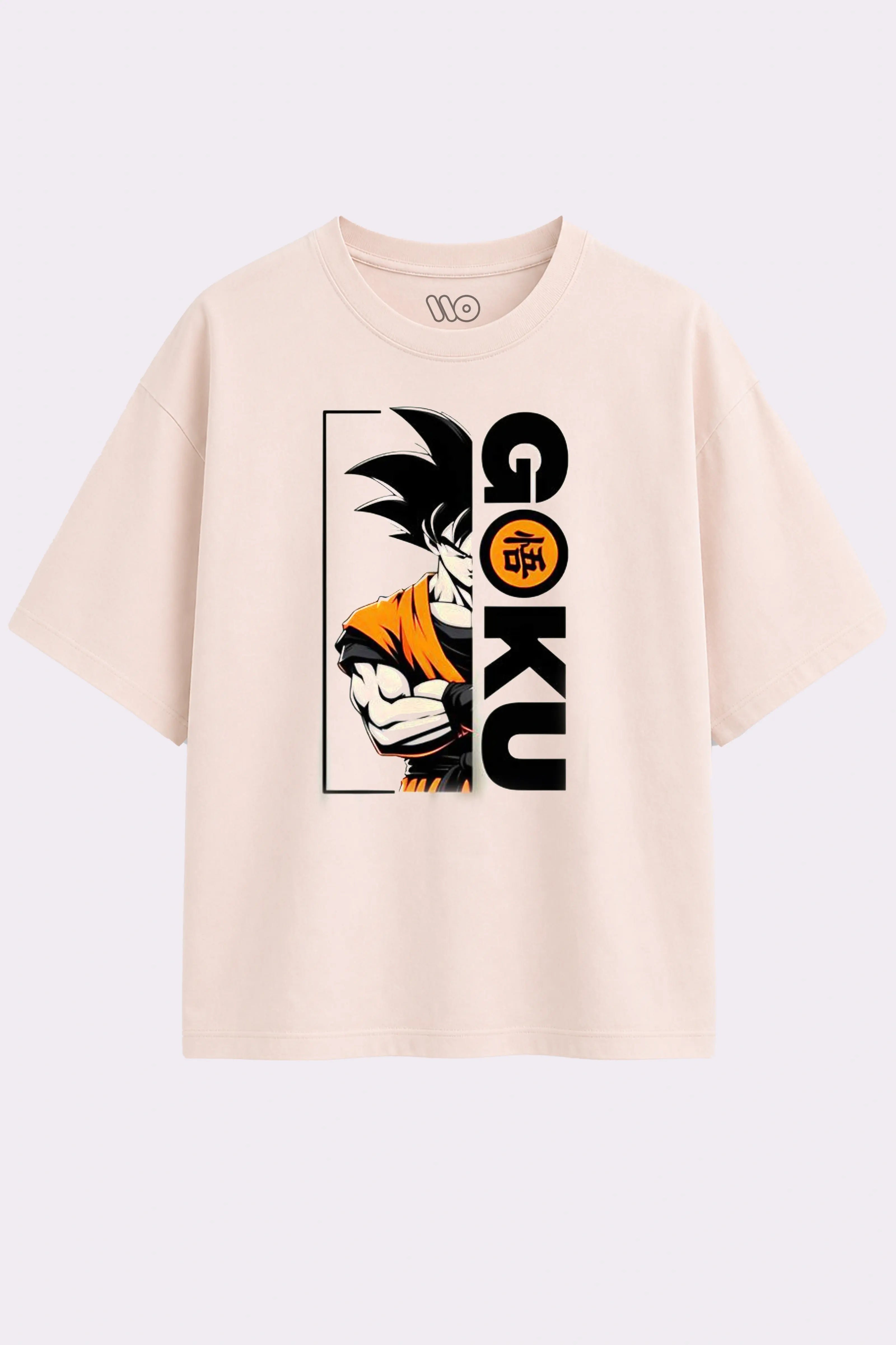 Goku Graphic Oversized Beige T-Shirt