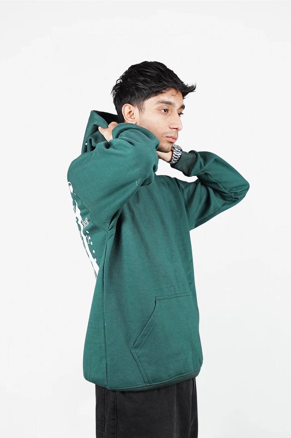 Green graphic Print hoodie