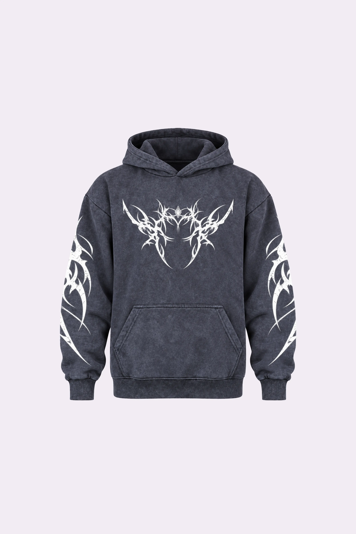 Washed Black Tribal Graphic Hoodie